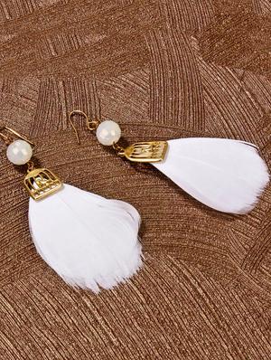 white metal drop earrings - 15429267 - Standard Image - 2