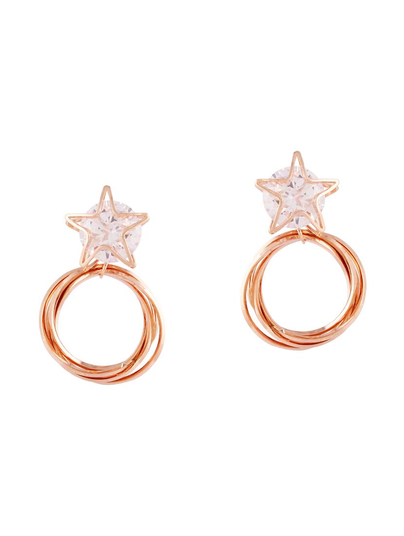 gold metal drop earrings - 15429274 - Zoom Image - 2