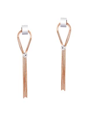 gold metal drop earrings - 15429297 - Standard Image - 2