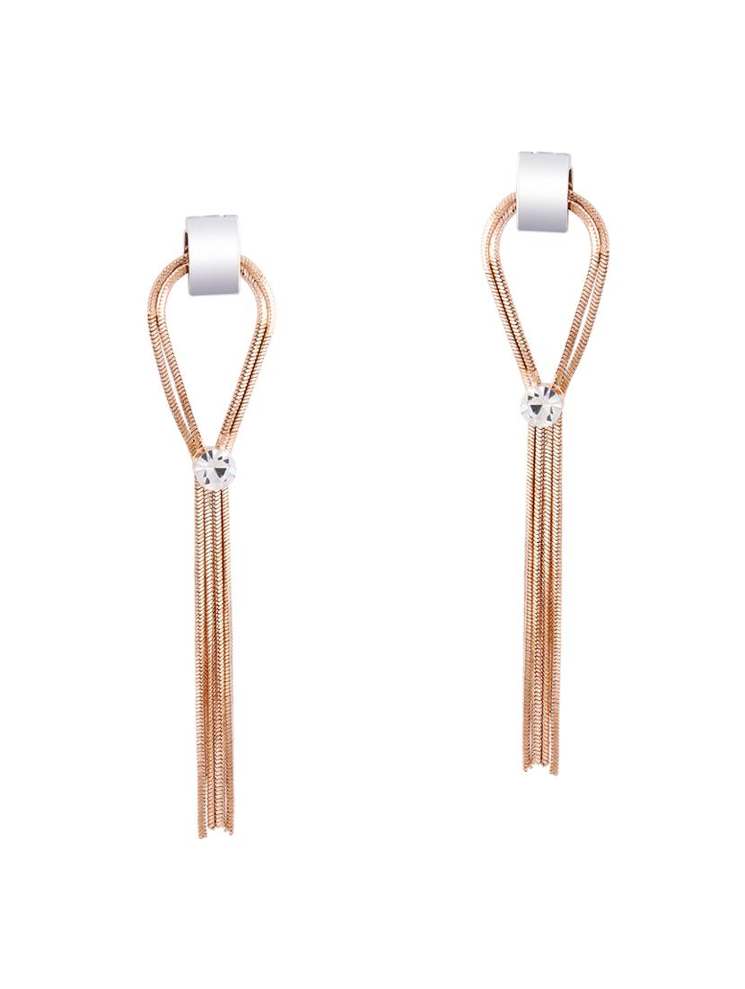 gold metal drop earrings - 15429297 - Zoom Image - 2