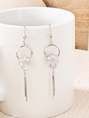 silver metal drop earrings - 15429307 - Standard Image - 2
