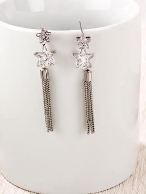 silver metal drop earrings - 15429314 - Standard Image - 2