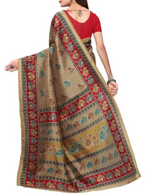 Conversational printed saree with blouse - 15429559 - Standard Image - 2