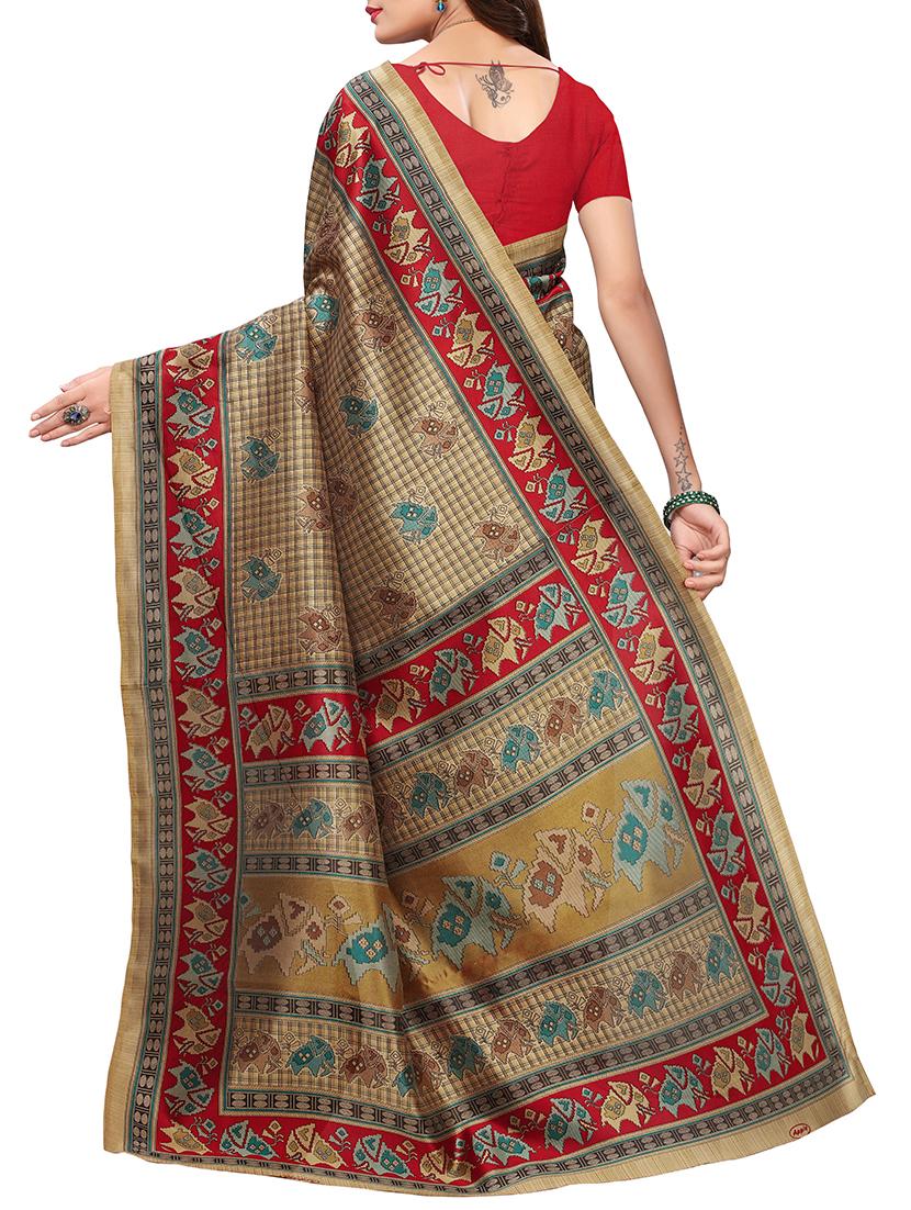 Conversational printed saree with blouse - 15429559 - Zoom Image - 2