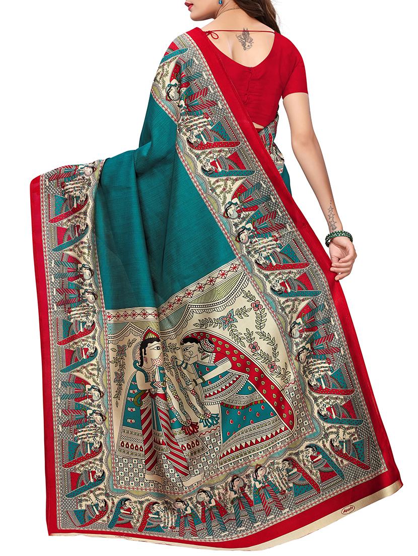 Madhubani Printed bordered Saree with blouse - 15429567 - Zoom Image - 2