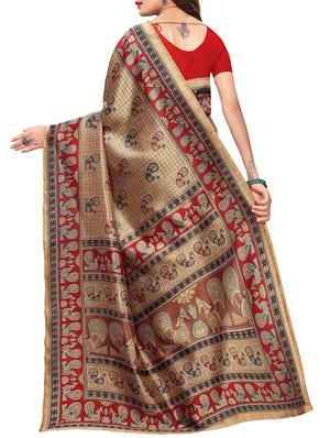 conversational printed saree with blouse - 15429569 - Standard Image - 2