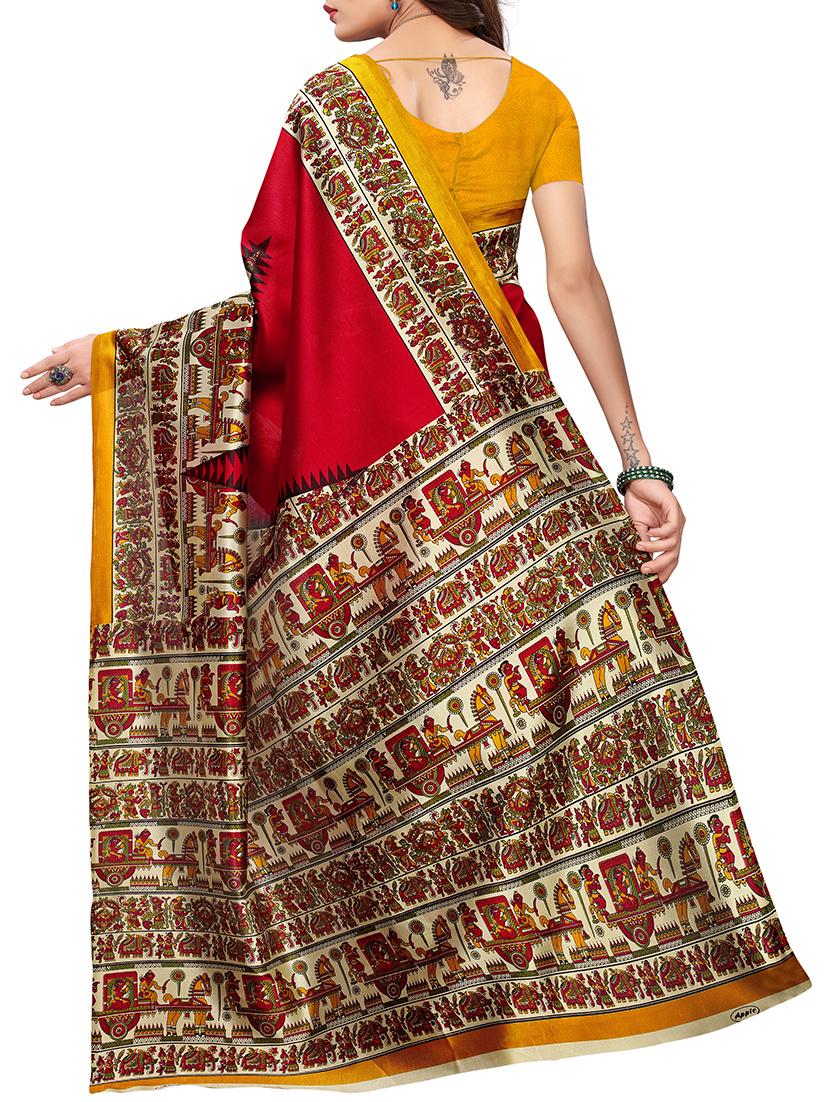 Madhubani Printed Saree with blouse - 15429574 - Zoom Image - 2