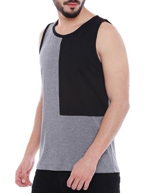 grey cotton blend color block t-shirt - 15429674 - Standard Image - 2