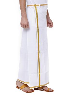 white cotton dhoti - 15429904 - Standard Image - 2