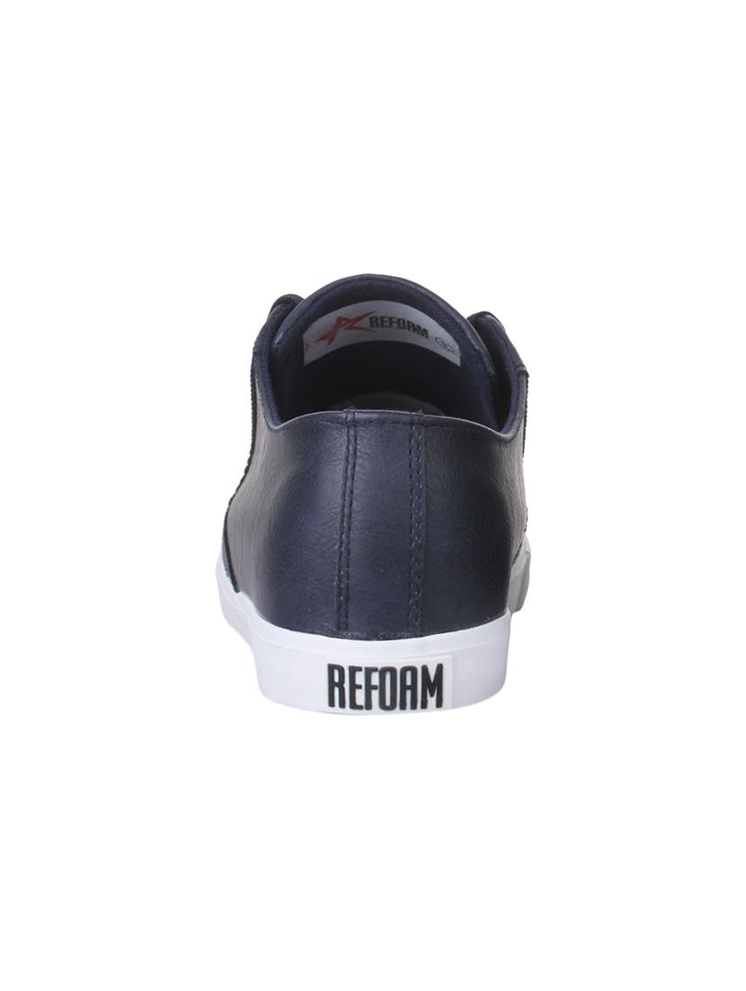 navy leatherette lace up sneakers - 15430024 - Zoom Image - 2