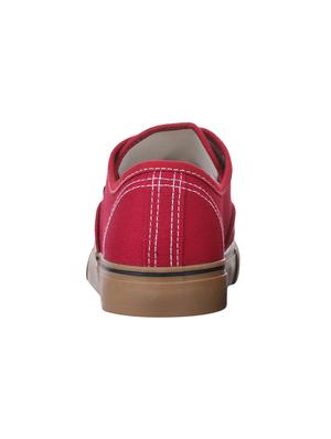 Red Canvas lace up sneakers - 15430034 - Standard Image - 2
