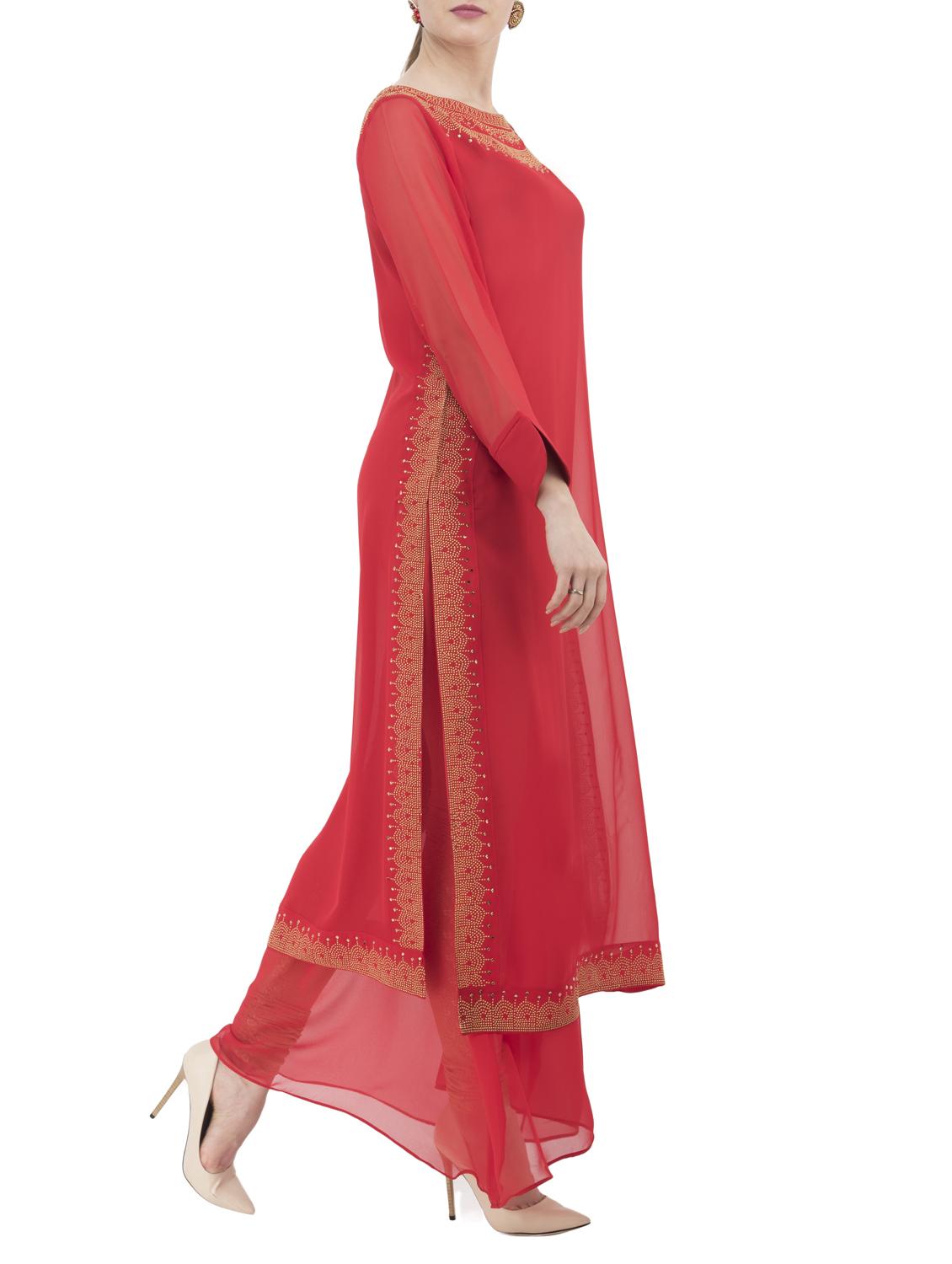 Layered embellished kurta - 15430489 - Zoom Image - 2