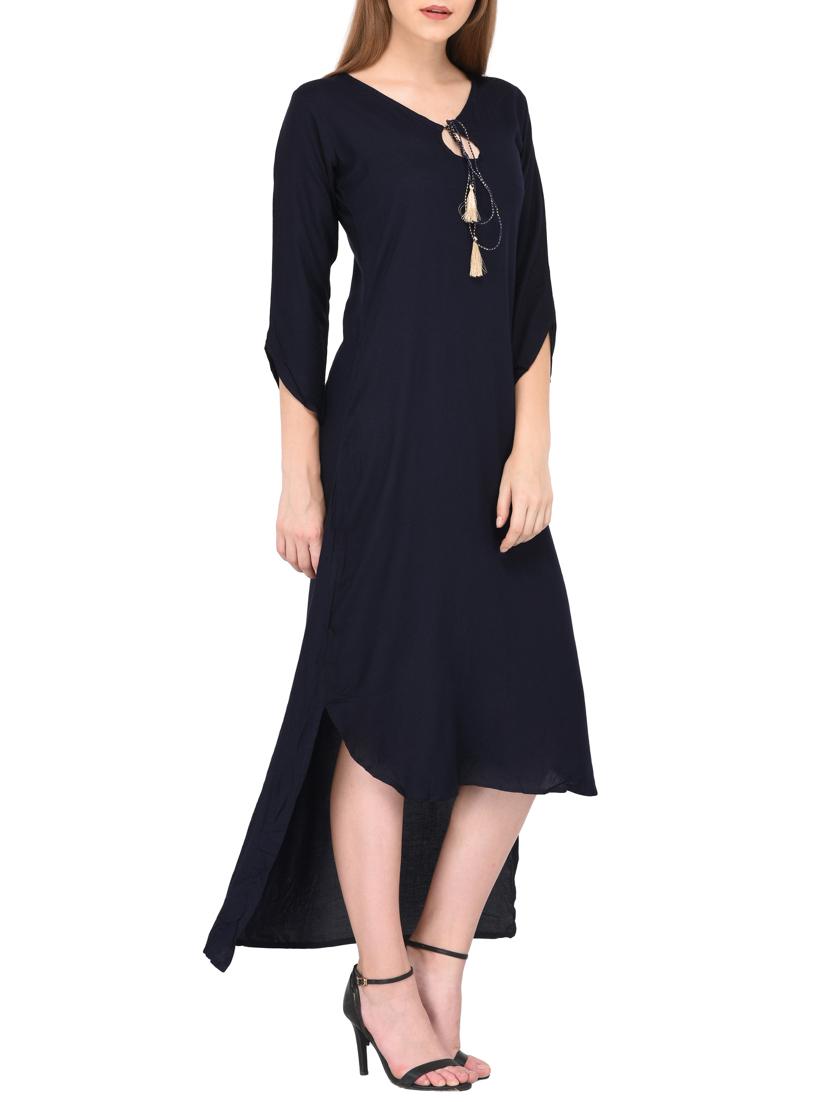 High low kurta with tassels - 15430605 - Zoom Image - 2