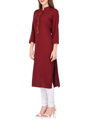 straight kurta with tassels - 15430612 - Standard Image - 2