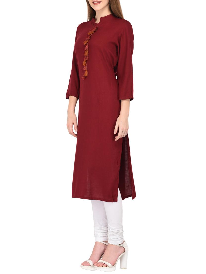 straight kurta with tassels - 15430612 - Zoom Image - 2