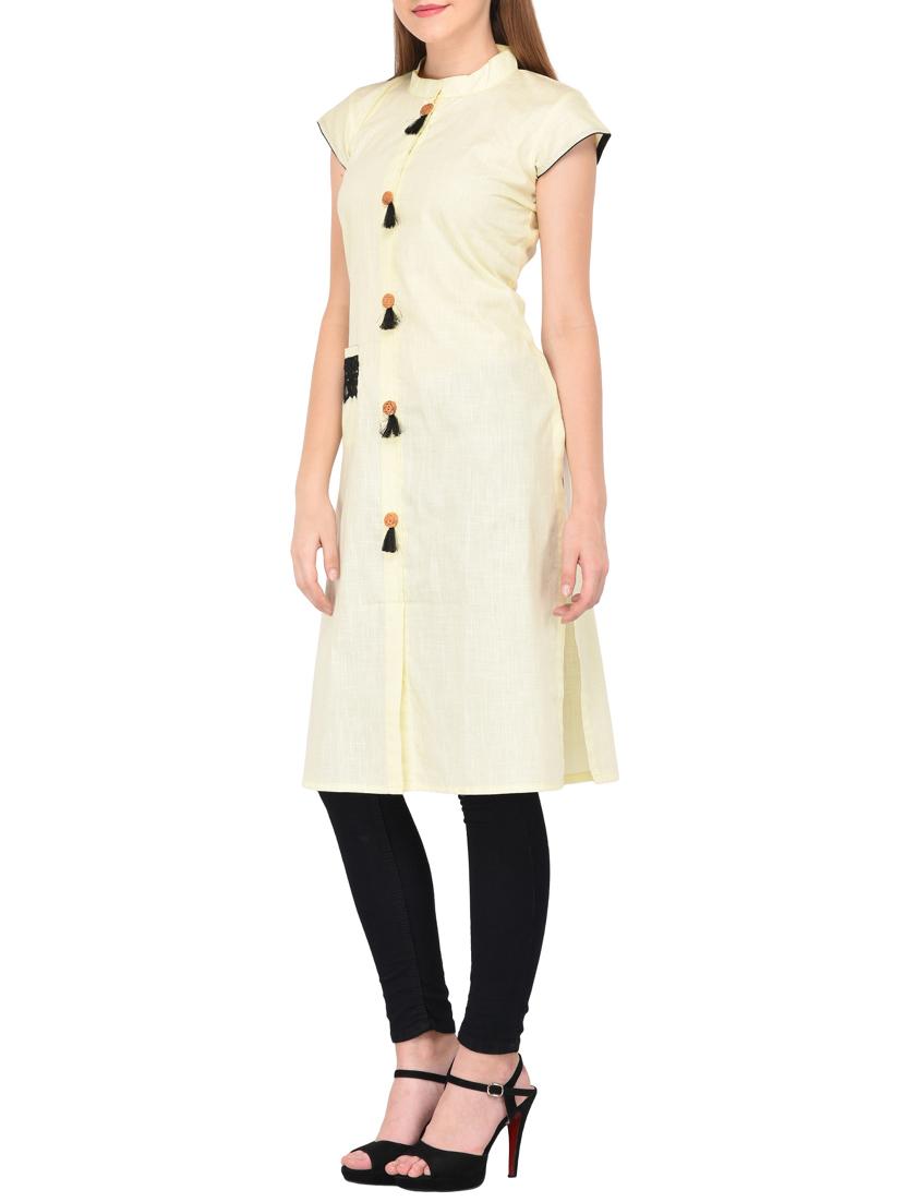 straight kurta with tassels - 15430617 - Zoom Image - 2