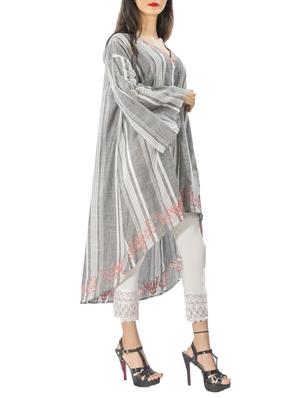 Asymmetric embroidered kurta - 15431005 - Standard Image - 2
