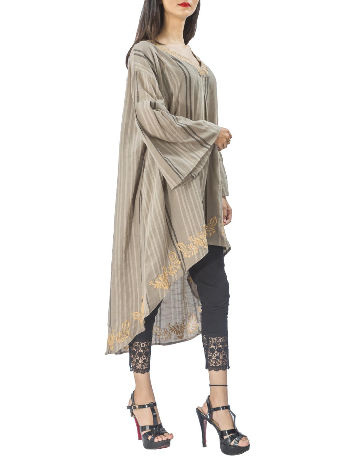 Asymmetric embroidered kurta - 15431008 - Zoom Image - 2