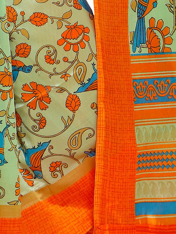 kalamkari printed mysore silk saree with tassels with blouse - 15431091 - Zoom Image - 2
