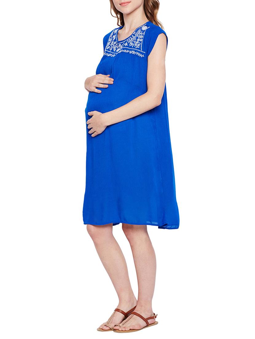 embroidered tie up back maternity dress - 15431224 - Zoom Image - 2