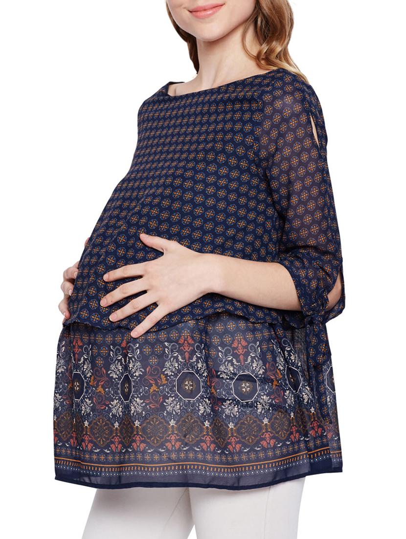 printed layered maternity tunic - 15431232 - Zoom Image - 2