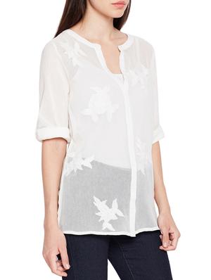 mesh button down embroidered shirt - 15431239 - Standard Image - 2