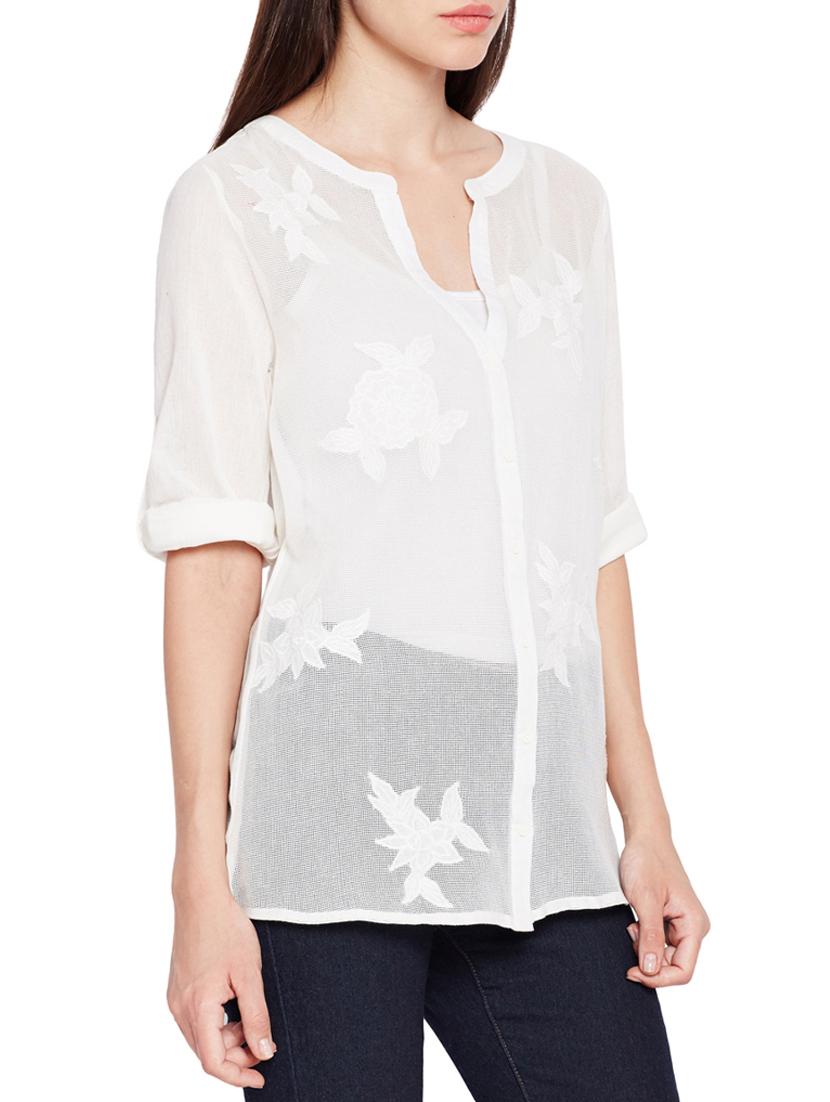 mesh button down embroidered shirt - 15431239 - Zoom Image - 2
