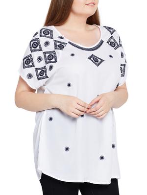 raglan sleeved embroidered plus tunic - 15431295 - Standard Image - 2