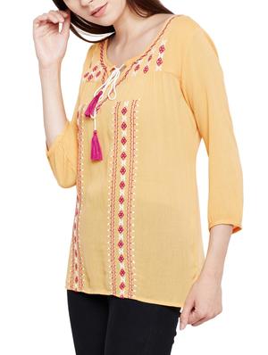 tie-up neck embroidered top - 15431321 - Standard Image - 2