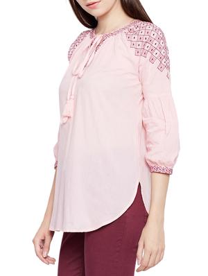 tie-up neck embroidered tunic - 15431327 - Standard Image - 2