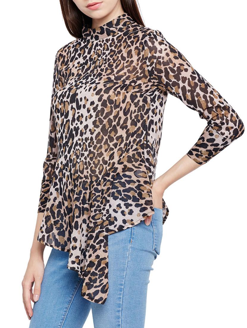 animal print mock neck top - 15431331 - Zoom Image - 2