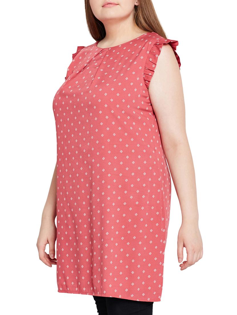 printed frill detail plus tunic - 15431366 - Zoom Image - 2