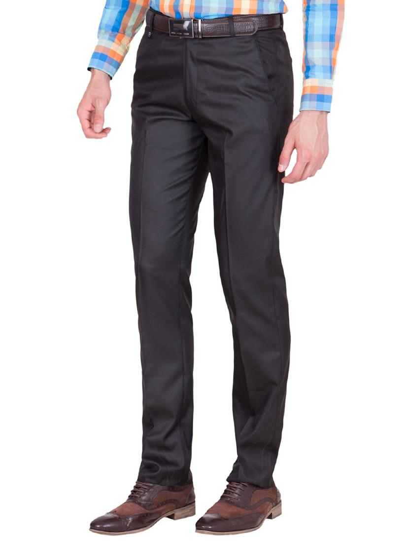 black cotton flat front formal trouser - 15431455 - Zoom Image - 2