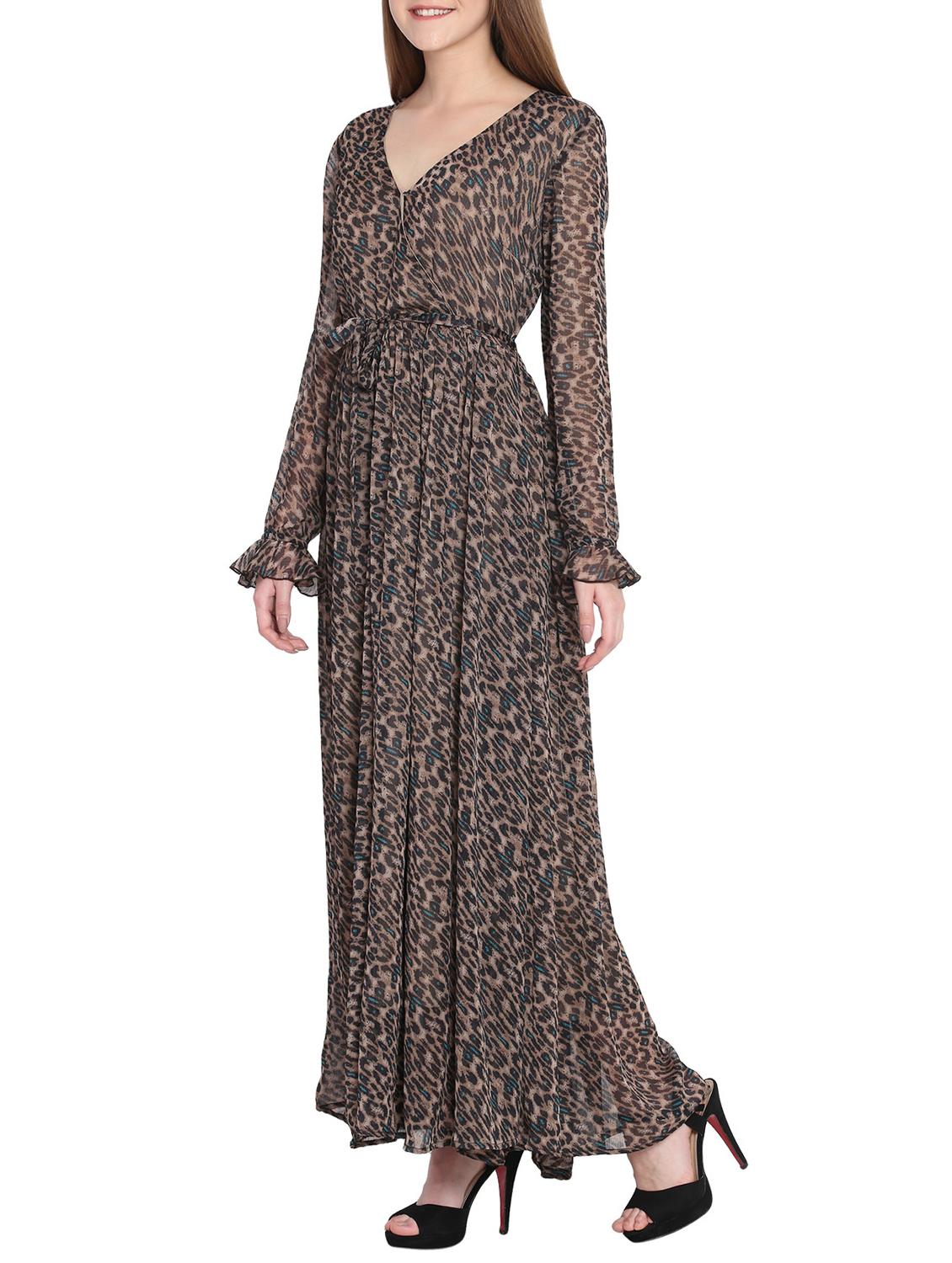 printed belted maxi dress - 15431590 - Zoom Image - 2