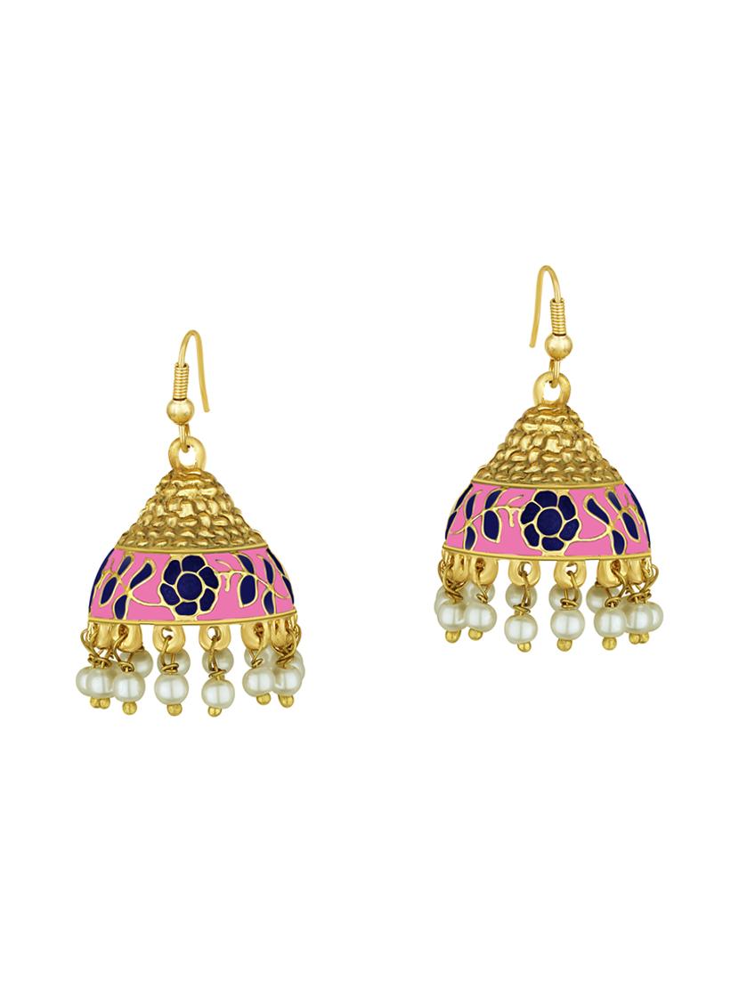 gold metal jhumka - 15431705 - Zoom Image - 2