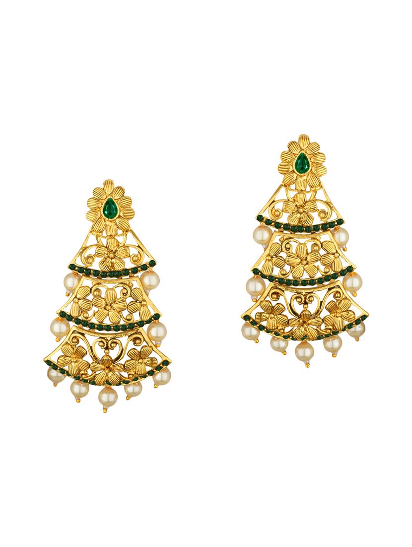 gold metal drop earrings - 15431723 - Zoom Image - 2