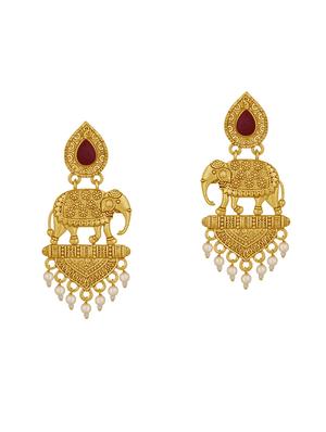 gold metal drop earrings - 15431743 - Standard Image - 2