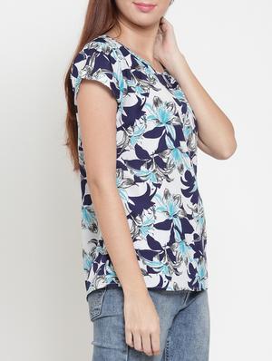 floral round neck top - 15431867 - Standard Image - 2