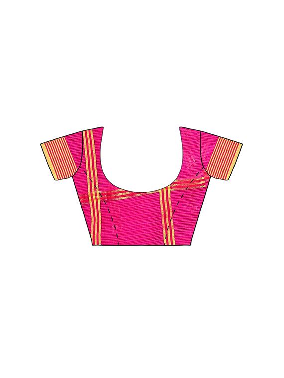 zari checkered woven saree with blouse - 15432641 - Zoom Image - 2