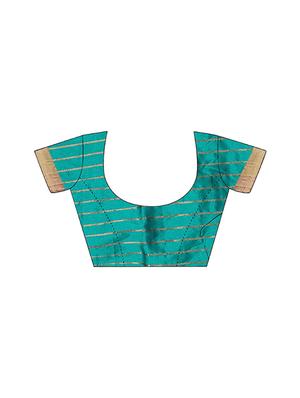 contrast border striped woven saree with blouse - 15432649 - Standard Image - 2