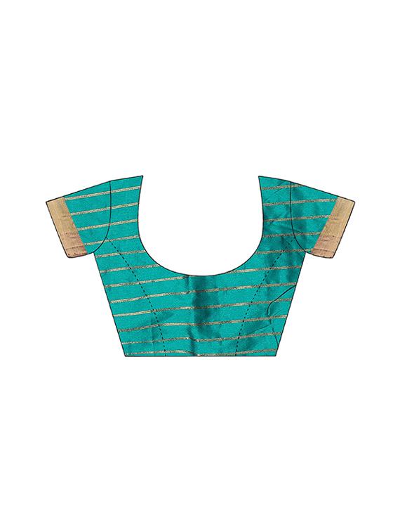 contrast border striped woven saree with blouse - 15432649 - Zoom Image - 2