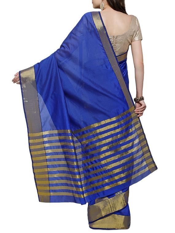 half & half zari woven saree with blouse - 15432651 - Zoom Image - 2