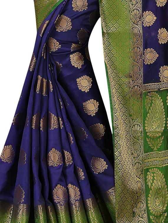 contrast border zari woven saree with blouse - 15432922 - Zoom Image - 2