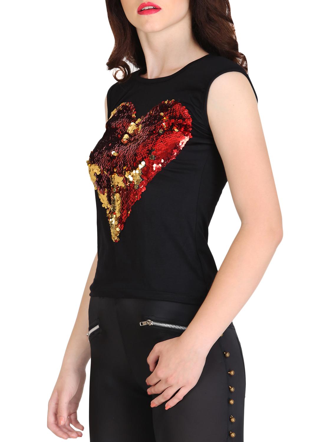 sequin front sleeveless tee - 15433131 - Zoom Image - 2