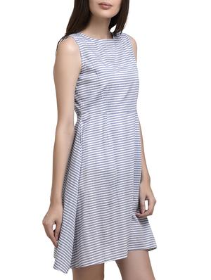 cutout back striped a-line dress - 15433330 - Standard Image - 2