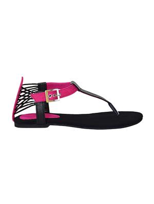 pink t-strap sandals - 15433348 - Standard Image - 2