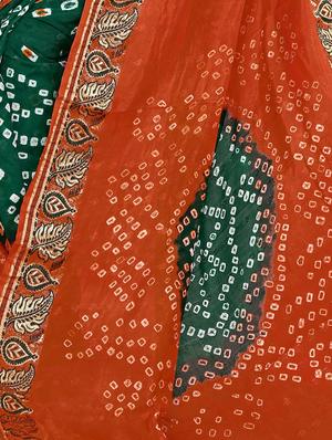 Silver Zari border bandhani saree with blouse - 15433778 - Standard Image - 2