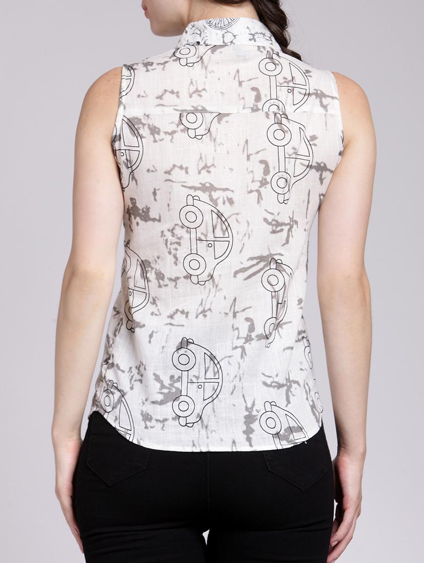 Sleeveless Printed Shirt - 15434270 - Zoom Image - 2