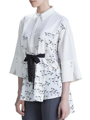 bow tie-up front high-low top - 15434476 - Standard Image - 2