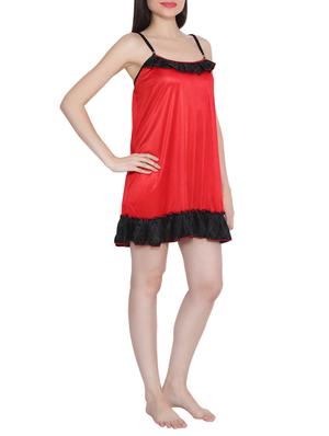 contrast frill trim short nighty - 15434569 - Standard Image - 2